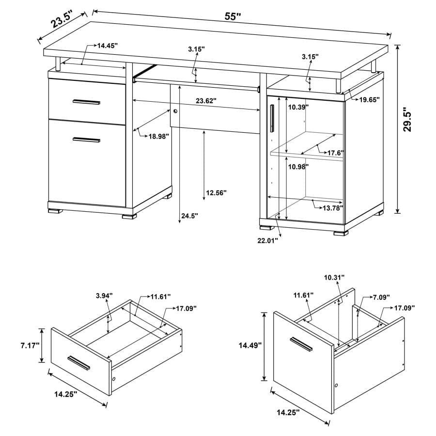 Tracy 2-drawer Computer Desk White