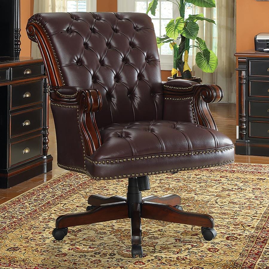 Calloway Tufted Adjustable Height Office Chair Dark Brown