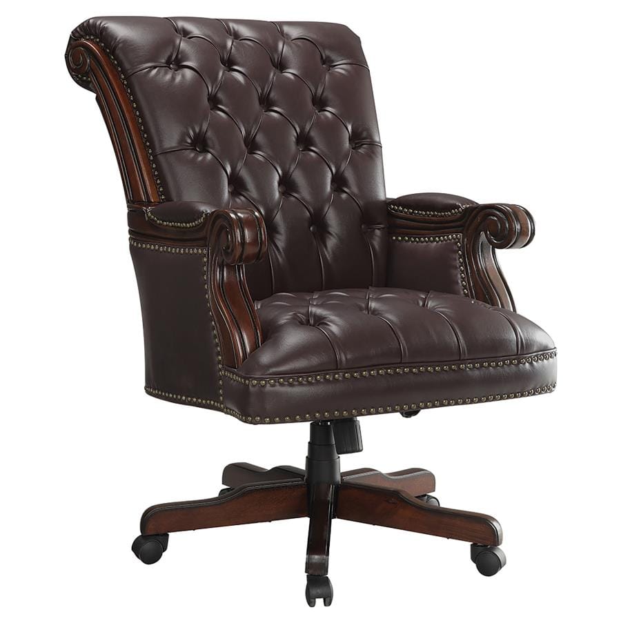 Calloway Tufted Adjustable Height Office Chair Dark Brown