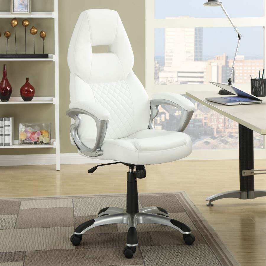 Bruce Adjustable Height Office Chair White and Silver