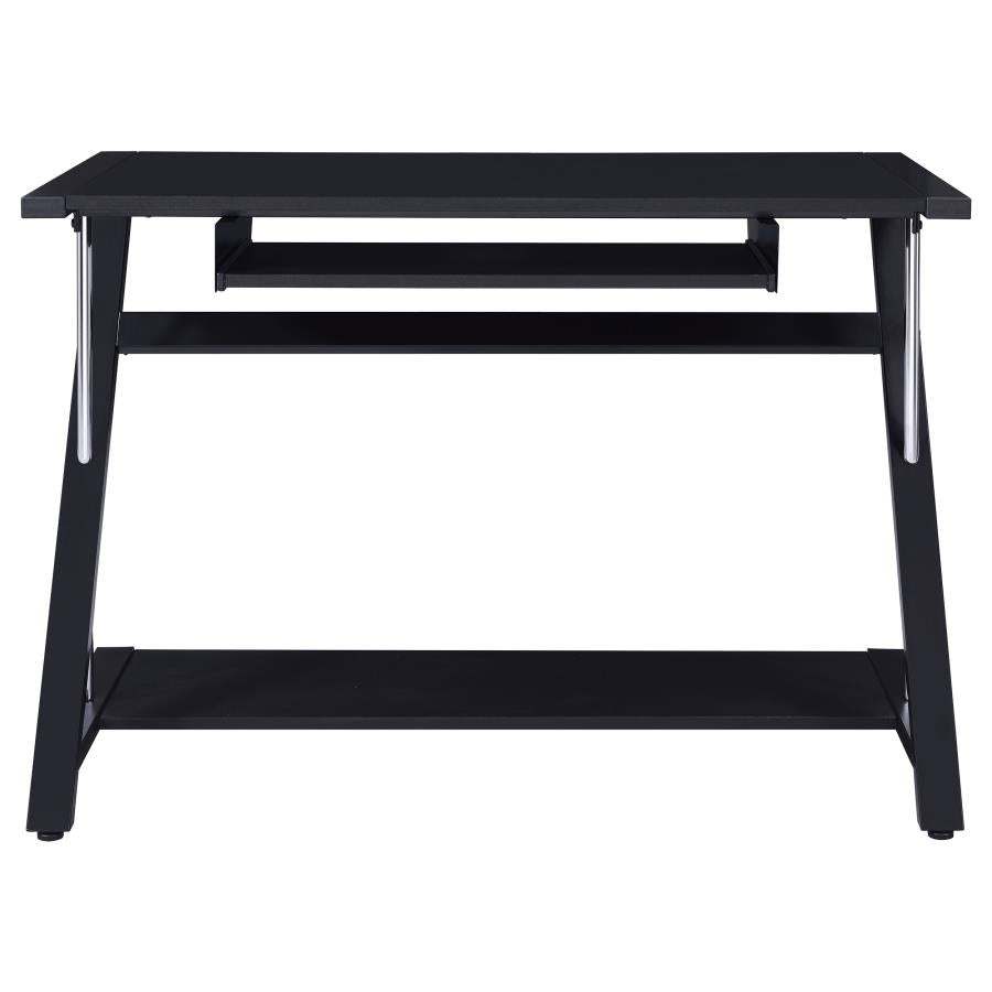 Mallet Computer Desk with Bottom Shelf Black