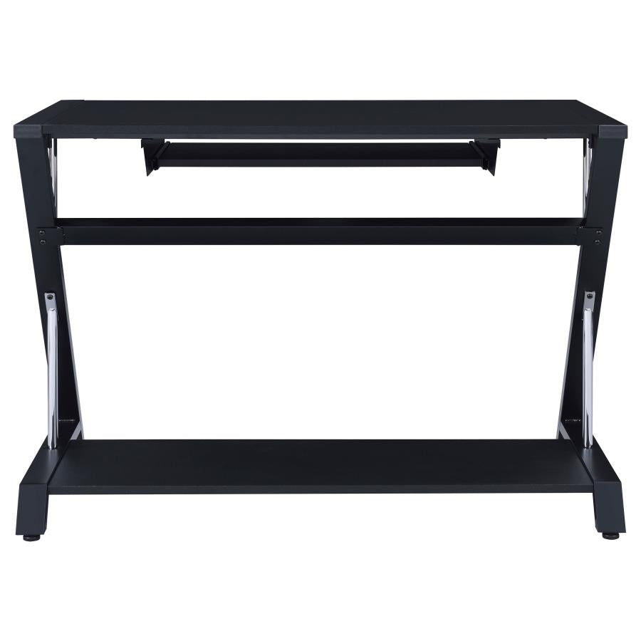 Mallet Computer Desk with Bottom Shelf Black