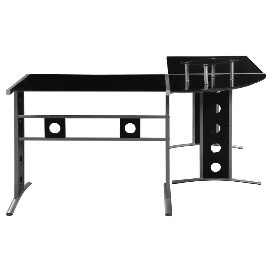 Keizer 3-piece L-shape Office Desk Set Black and Silver