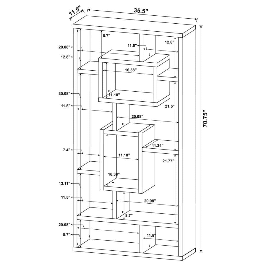 Howie 10-shelf Bookcase Cappuccino