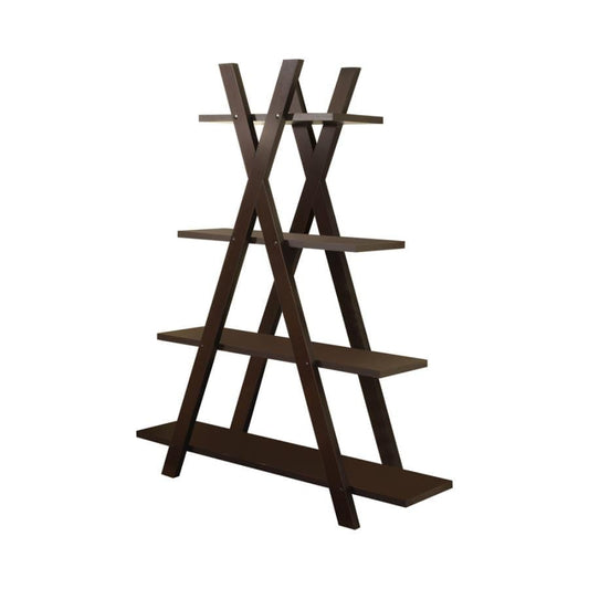 4-tier Crisscross Bookcase Cappuccino