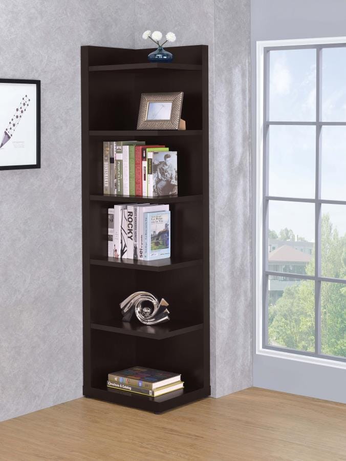 Pinckard 6-tier Corner Bookcase Cappuccino