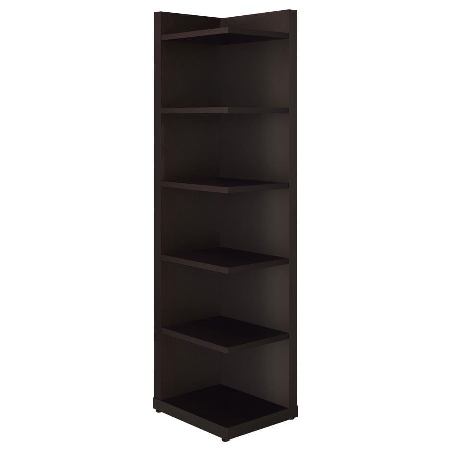 Pinckard 6-tier Corner Bookcase Cappuccino