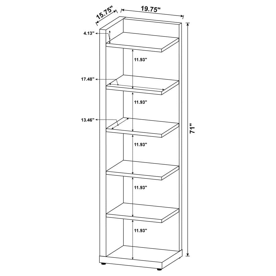 Pinckard 6-tier Corner Bookcase Cappuccino