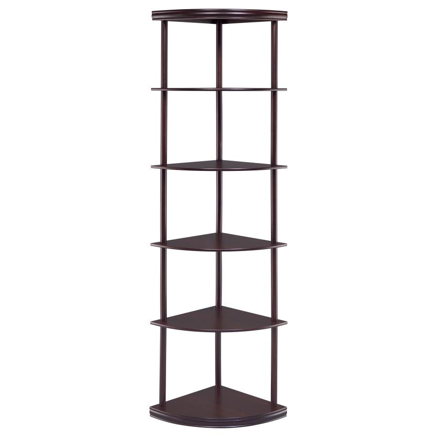 Bonwick 5-shelf Corner Bookshelf Cappuccino