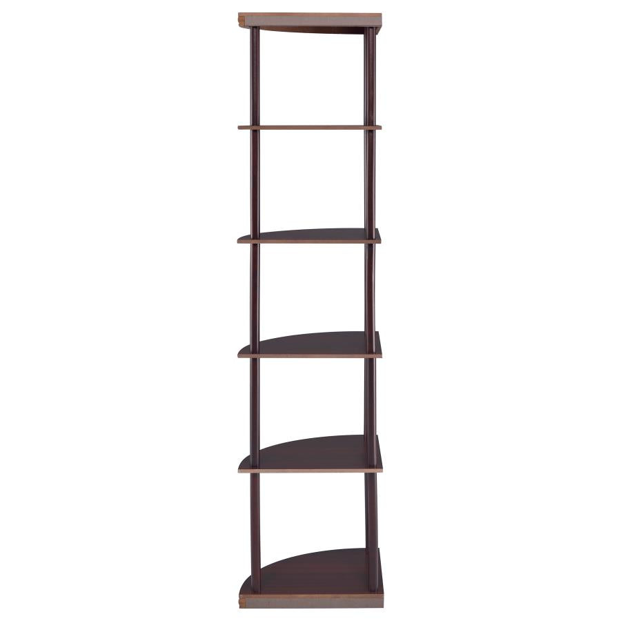 Bonwick 5-shelf Corner Bookshelf Cappuccino