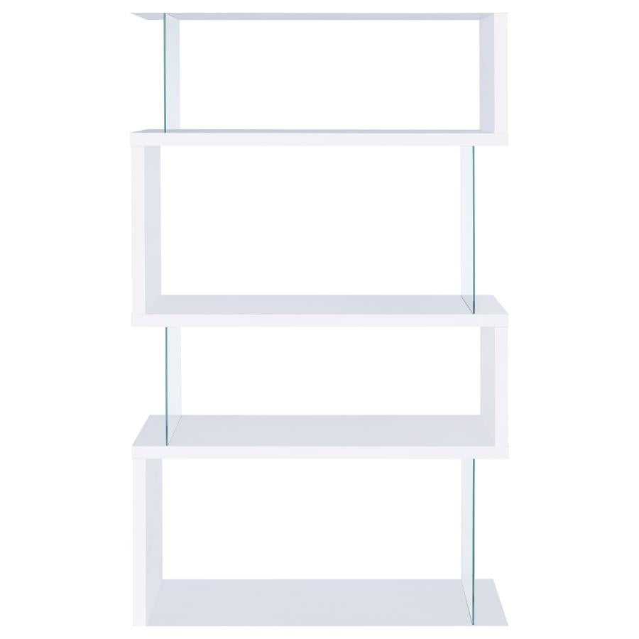 Emelle 4-tier Bookcase White and Clear