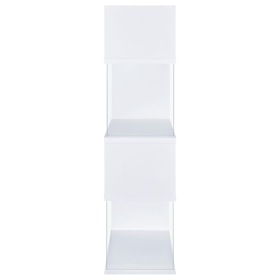 Emelle 4-tier Bookcase White and Clear