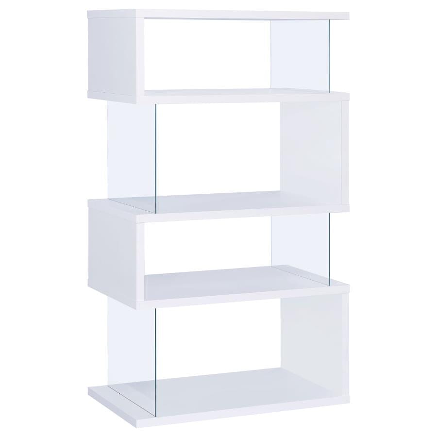 Emelle 4-tier Bookcase White and Clear