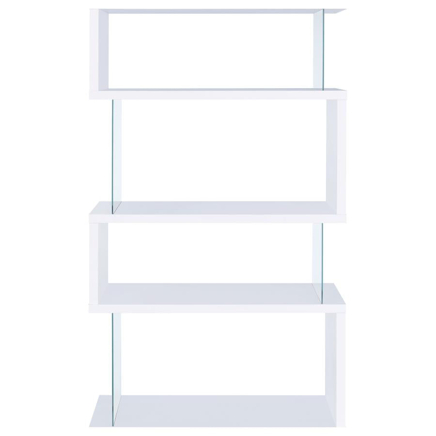 Emelle 4-tier Bookcase White and Clear