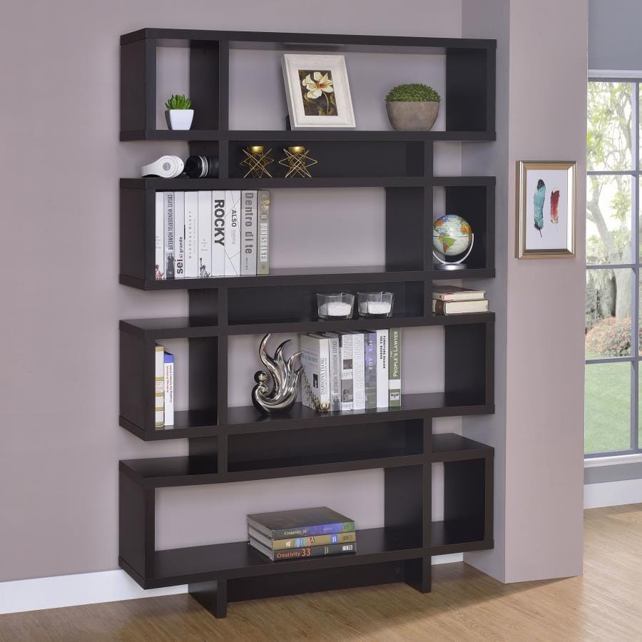 Reid 4-tier Open Back Bookcase Cappuccino