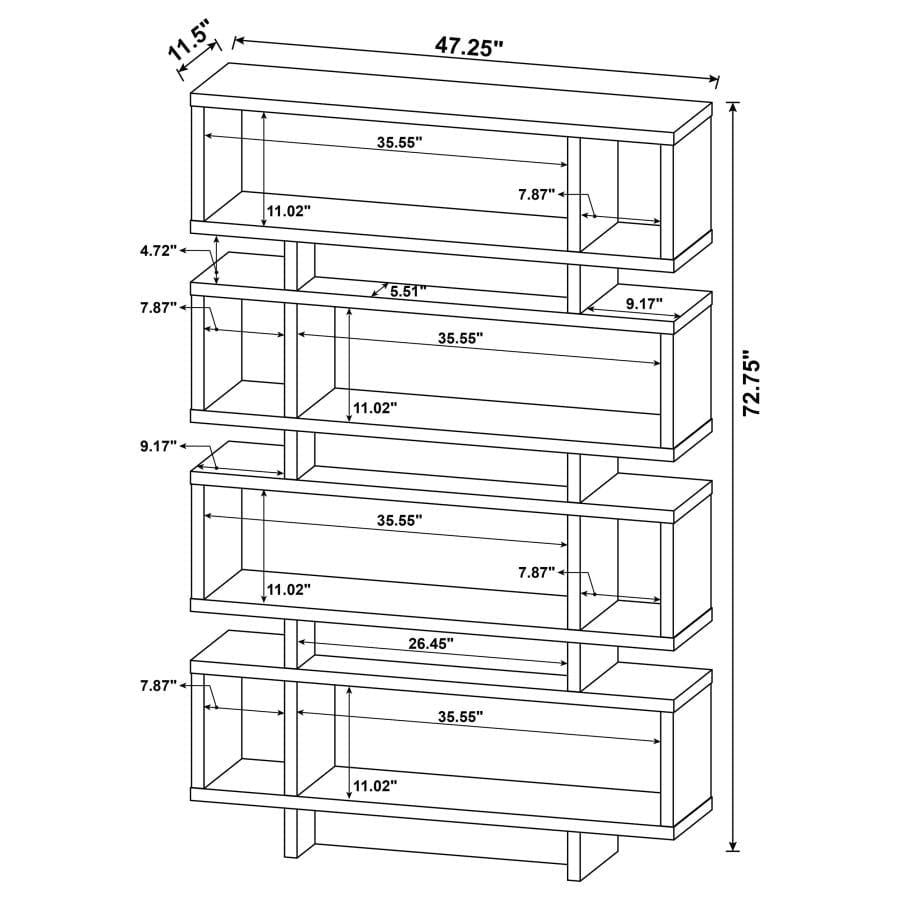 Reid 4-tier Open Back Bookcase White