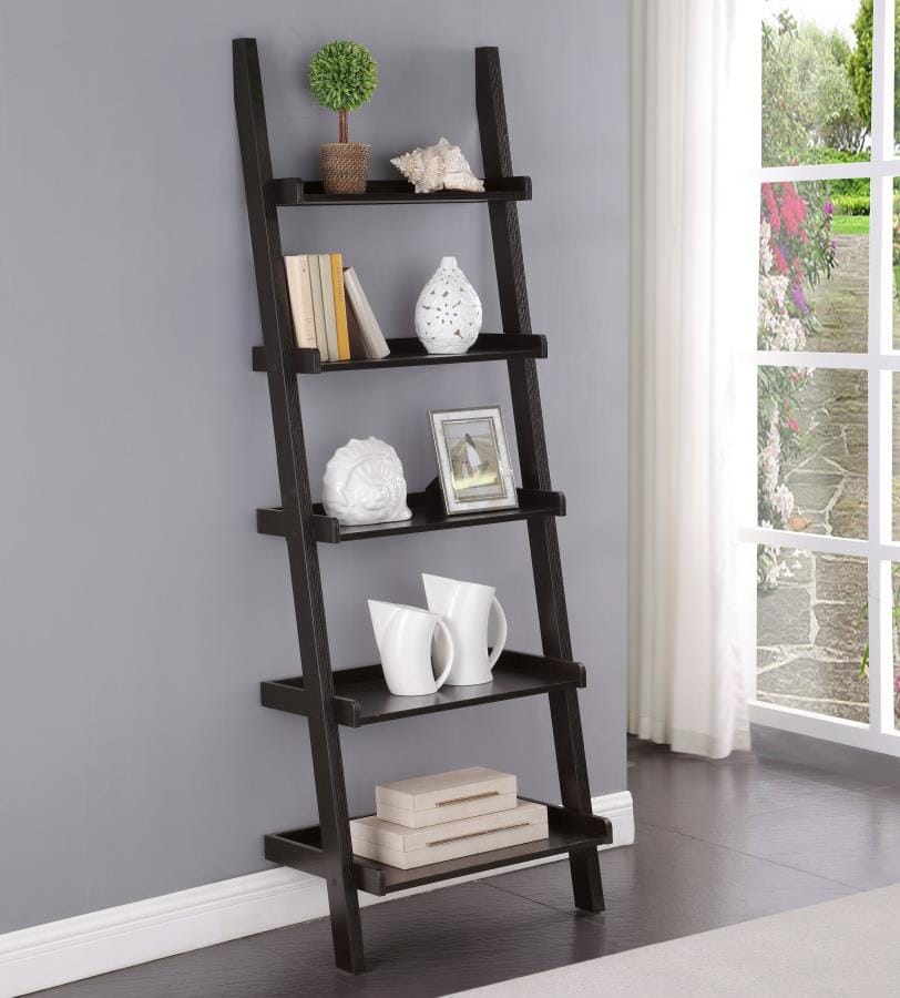 Colella 5-shelf Ladder Bookcase Cappuccino