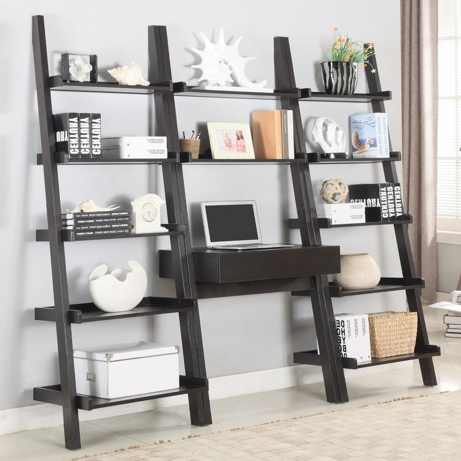 Colella 5-shelf Ladder Bookcase Cappuccino