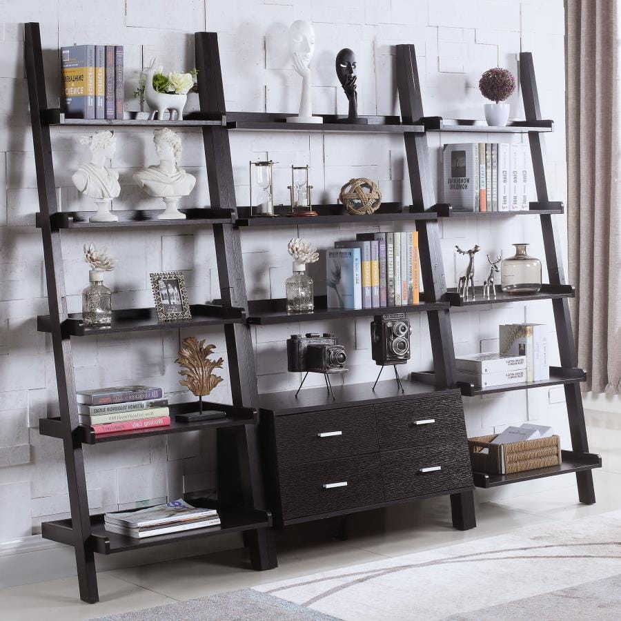 Colella 5-shelf Ladder Bookcase Cappuccino