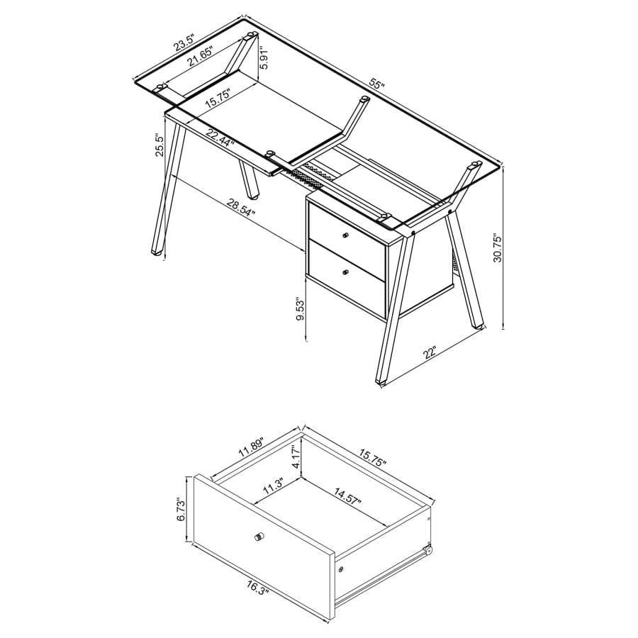 Weaving 2-drawer Computer Desk Black