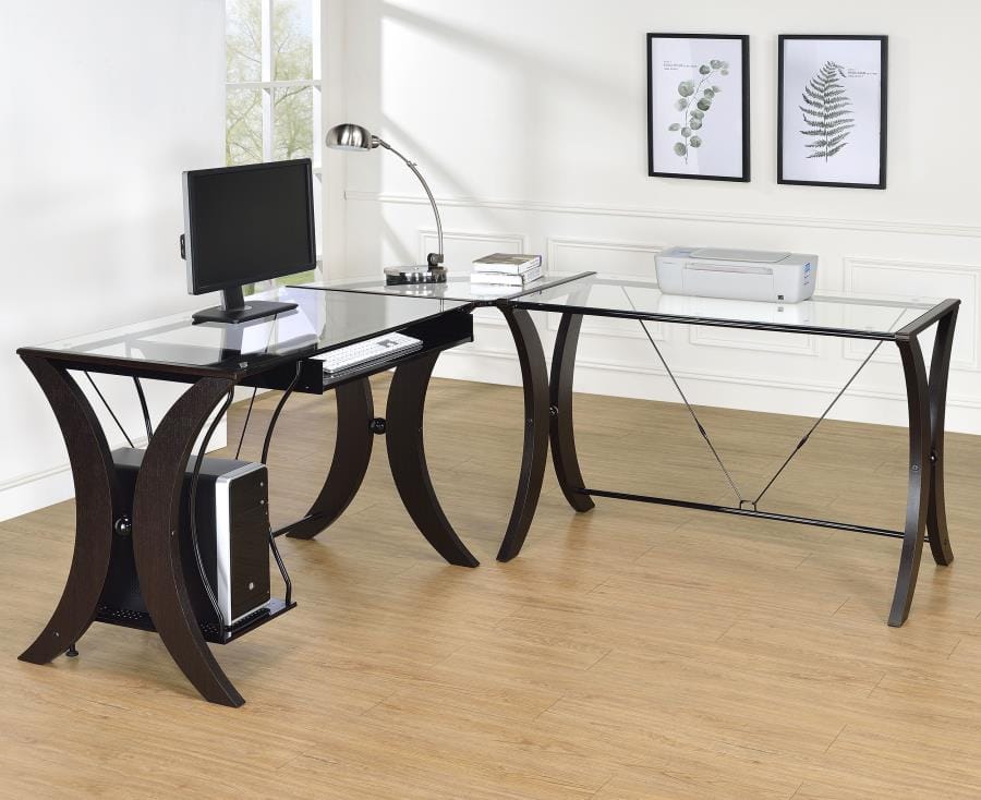 Monterey 3-piece L-shaped Computer Desk Set Cappuccino