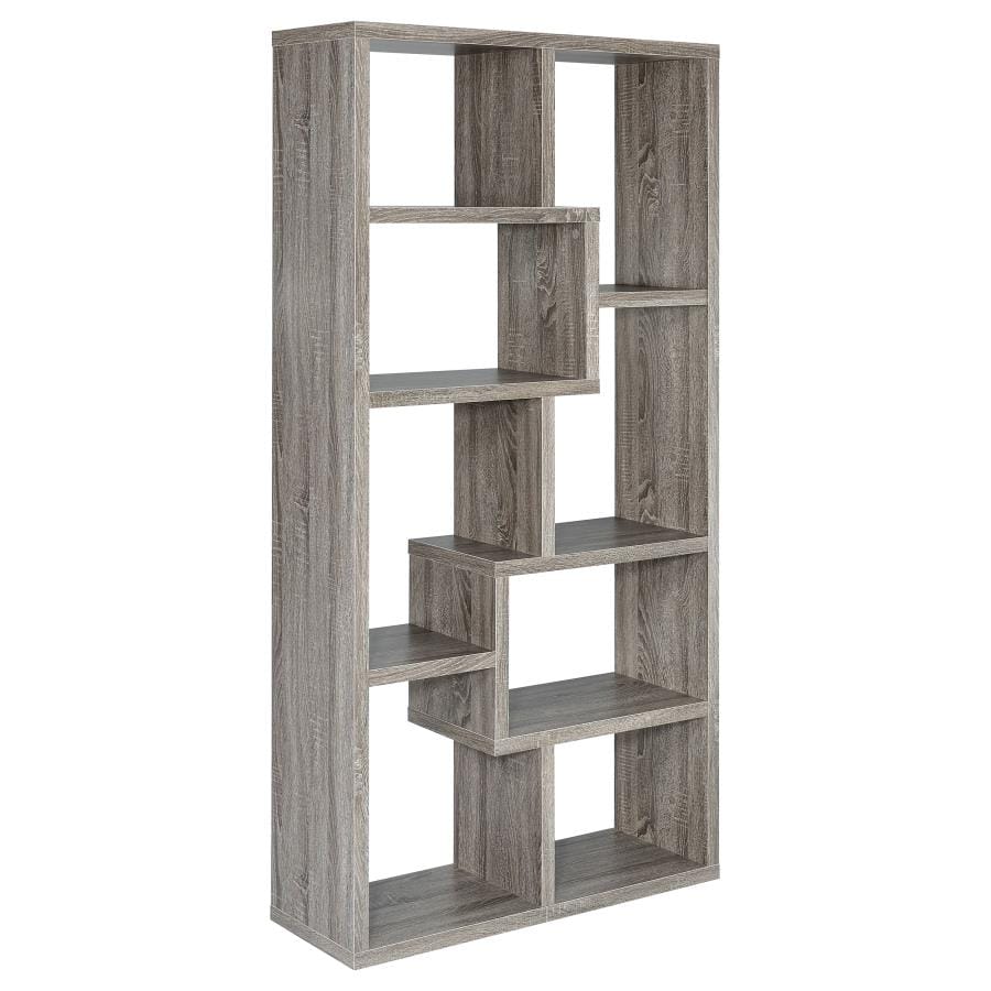 Theo 10-shelf Bookcase Weathered Grey