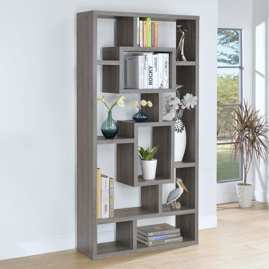 Howie 10-shelf Bookcase Weathered Grey