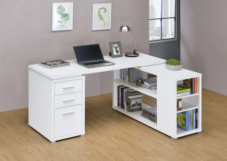 Yvette L-shape Office Desk White