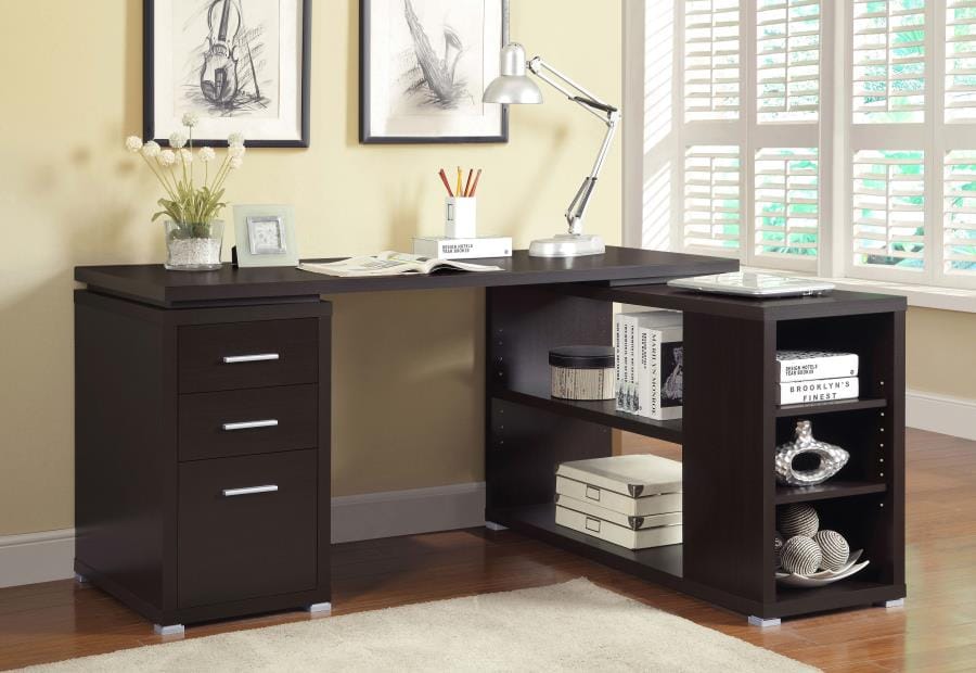 Yvette L-shape Office Desk Cappuccino