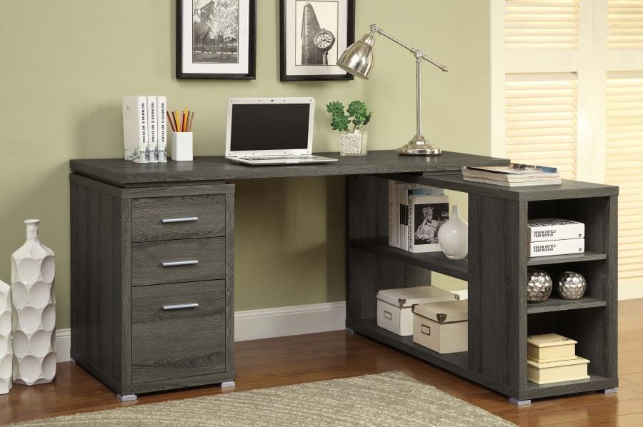 Yvette L-shape Office Desk Weathered Grey