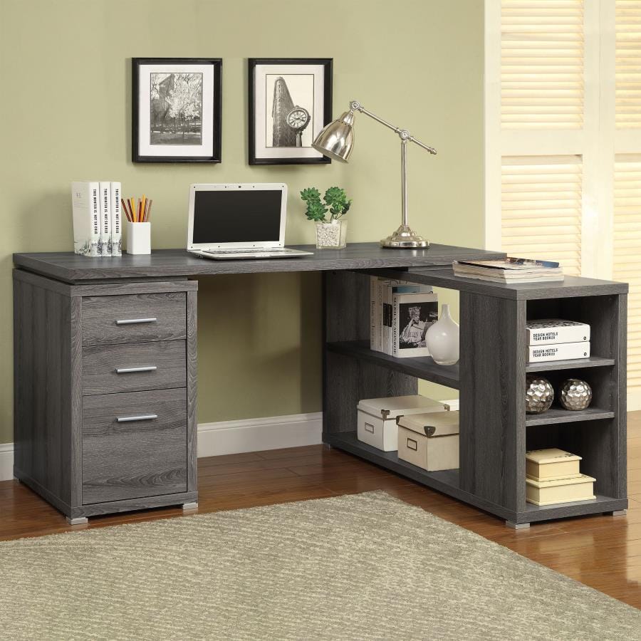 Yvette L-shape Office Desk Weathered Grey