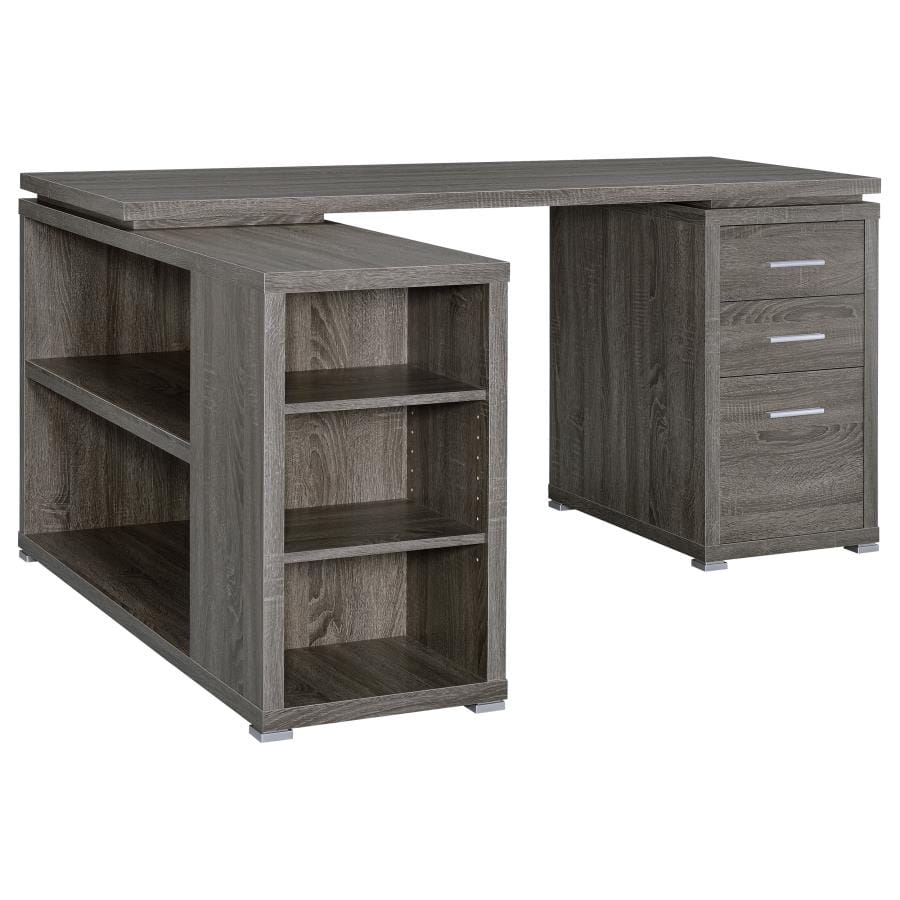 Yvette L-shape Office Desk Weathered Grey