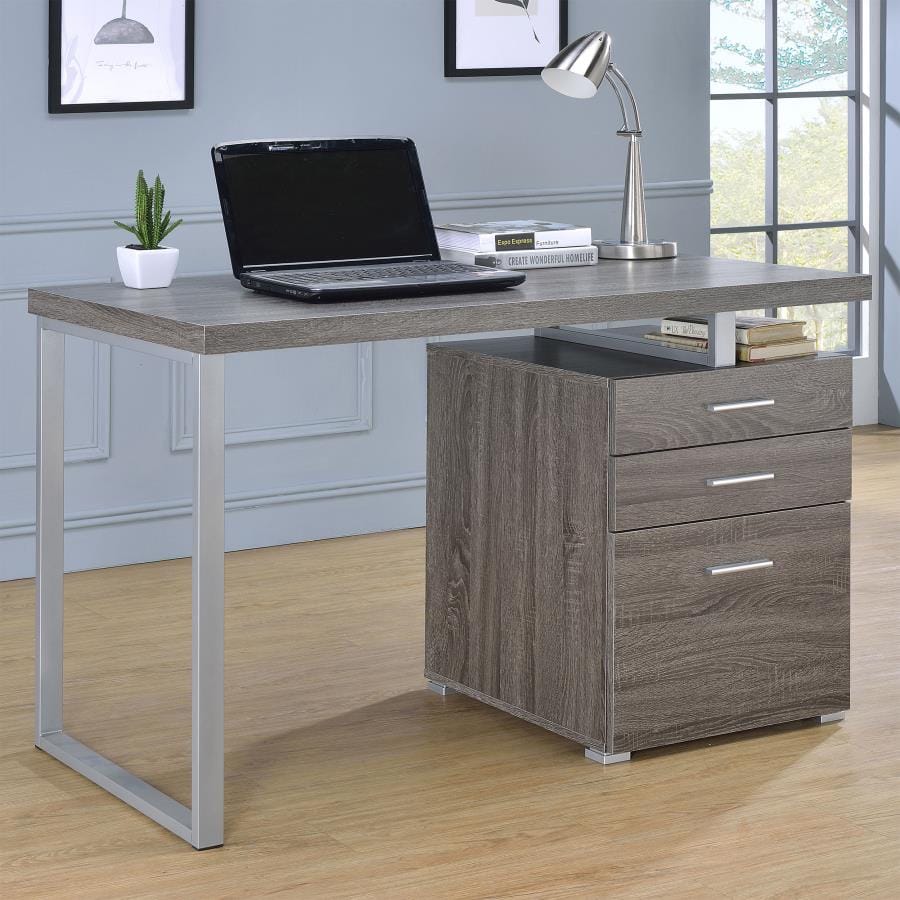 Brennan 3-drawer Office Desk Weathered Grey