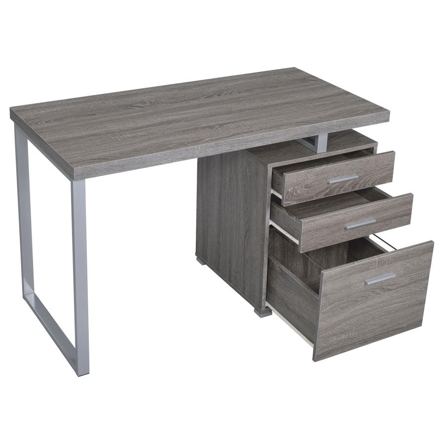 Brennan 3-drawer Office Desk Weathered Grey