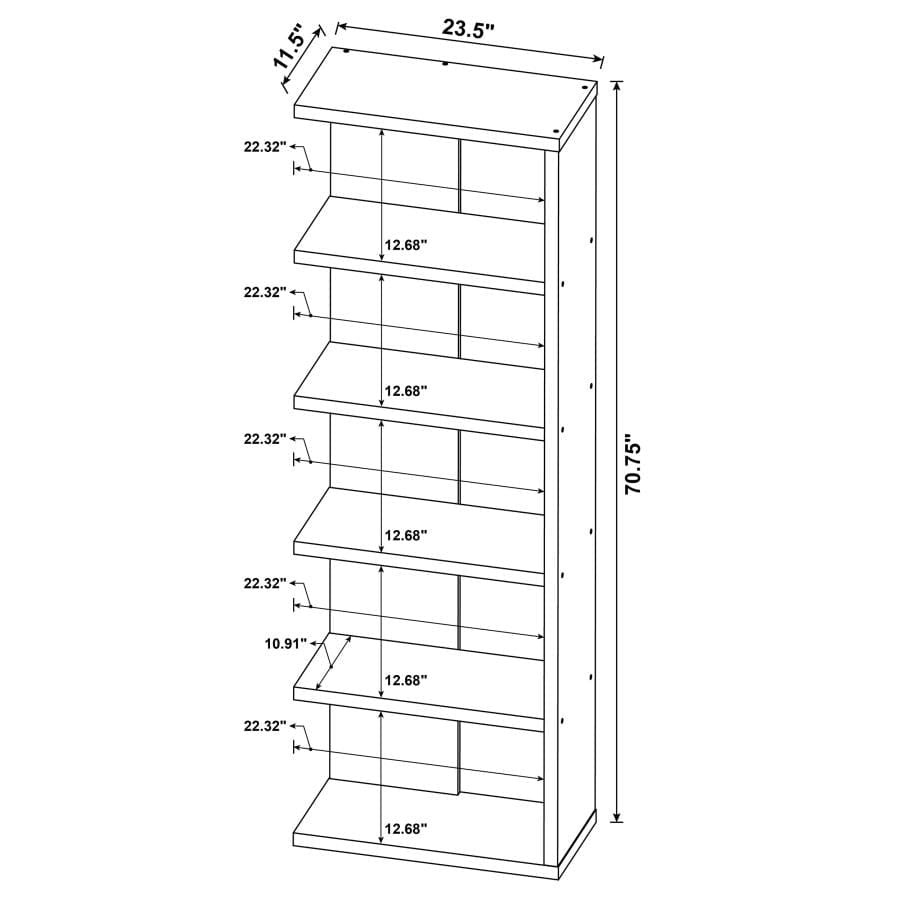 Harrison 5-tier Bookcase Weathered Grey