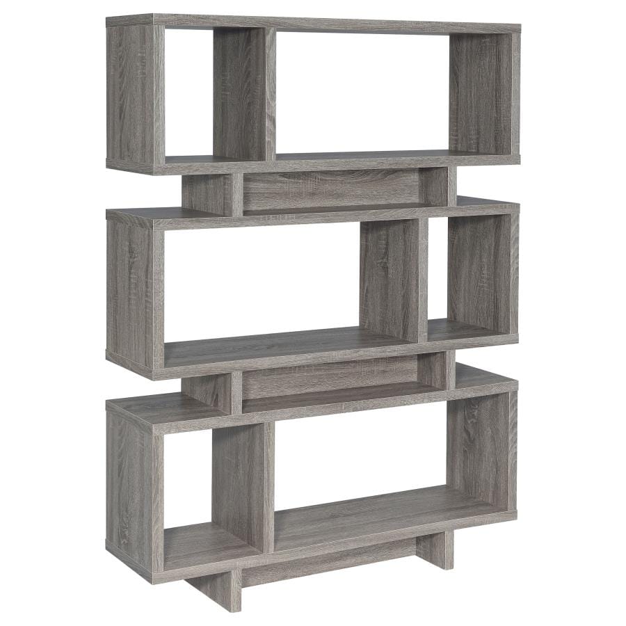 Reid 3-tier Geometric Bookcase Weathered Grey