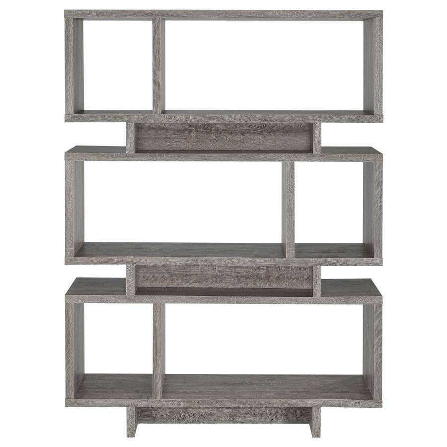 Reid 3-tier Geometric Bookcase Weathered Grey