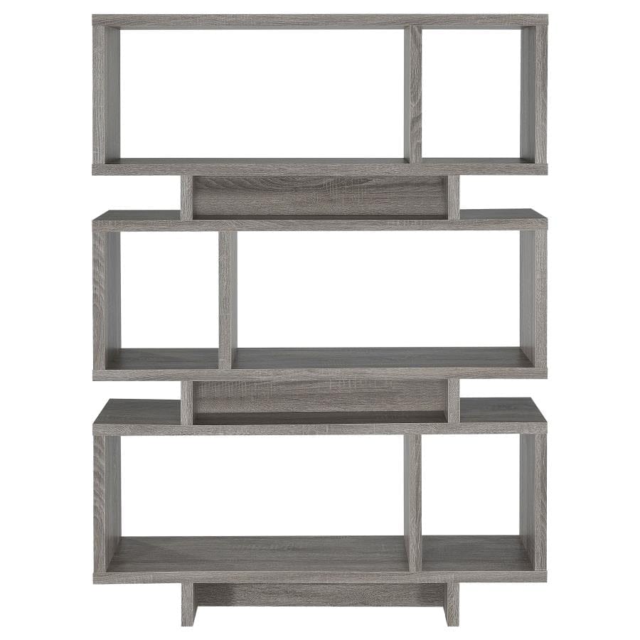 Reid 3-tier Geometric Bookcase Weathered Grey