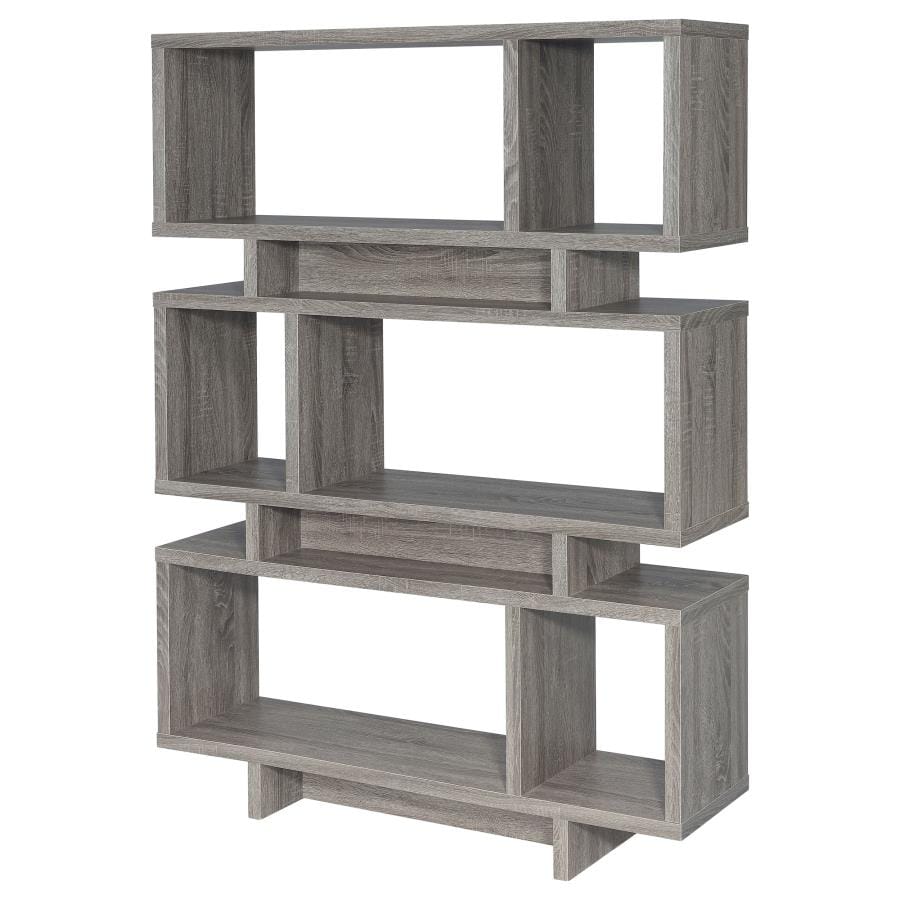 Reid 3-tier Geometric Bookcase Weathered Grey