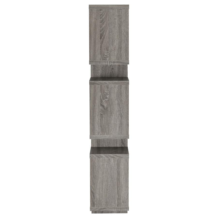 Reid 3-tier Geometric Bookcase Weathered Grey