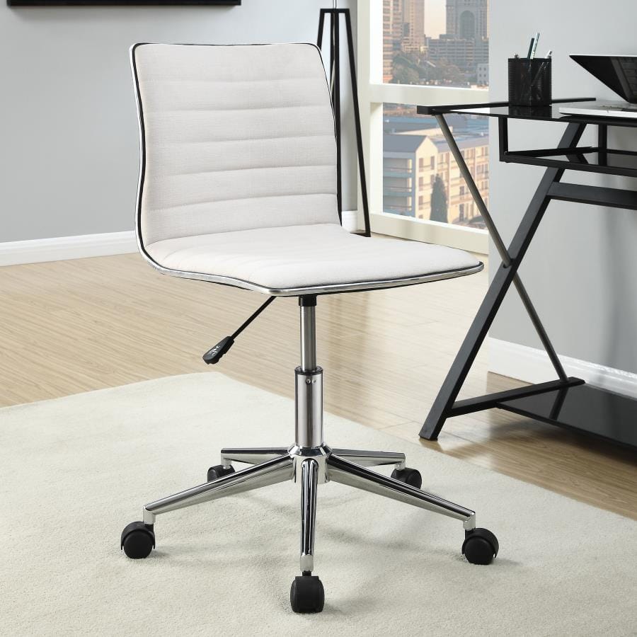 Adjustable Height Office Chair White and Chrome