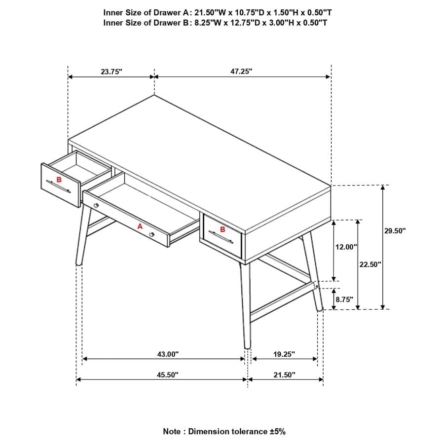 Mugga 3-drawer Writing Desk Walnut