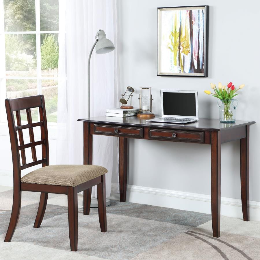 Newton 2-piece Writing Desk Set Chestnut and Tan