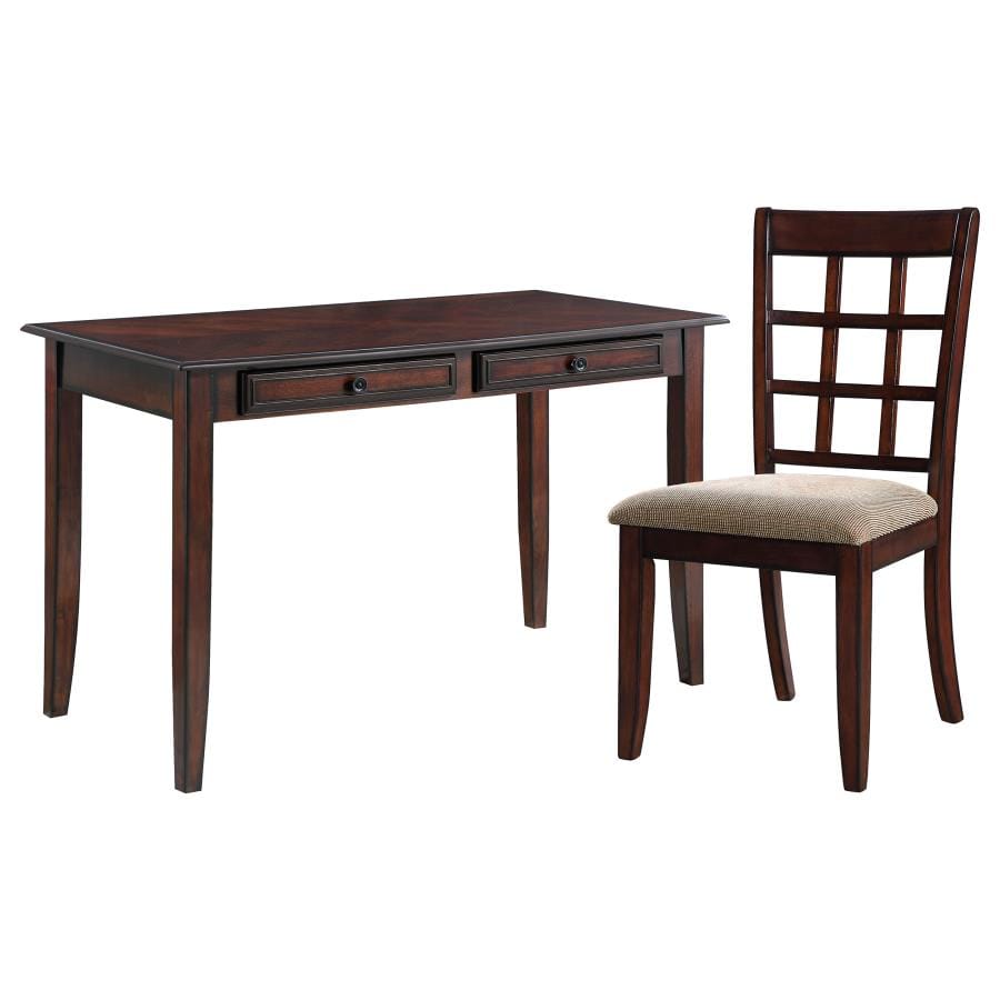 Newton 2-piece Writing Desk Set Chestnut and Tan