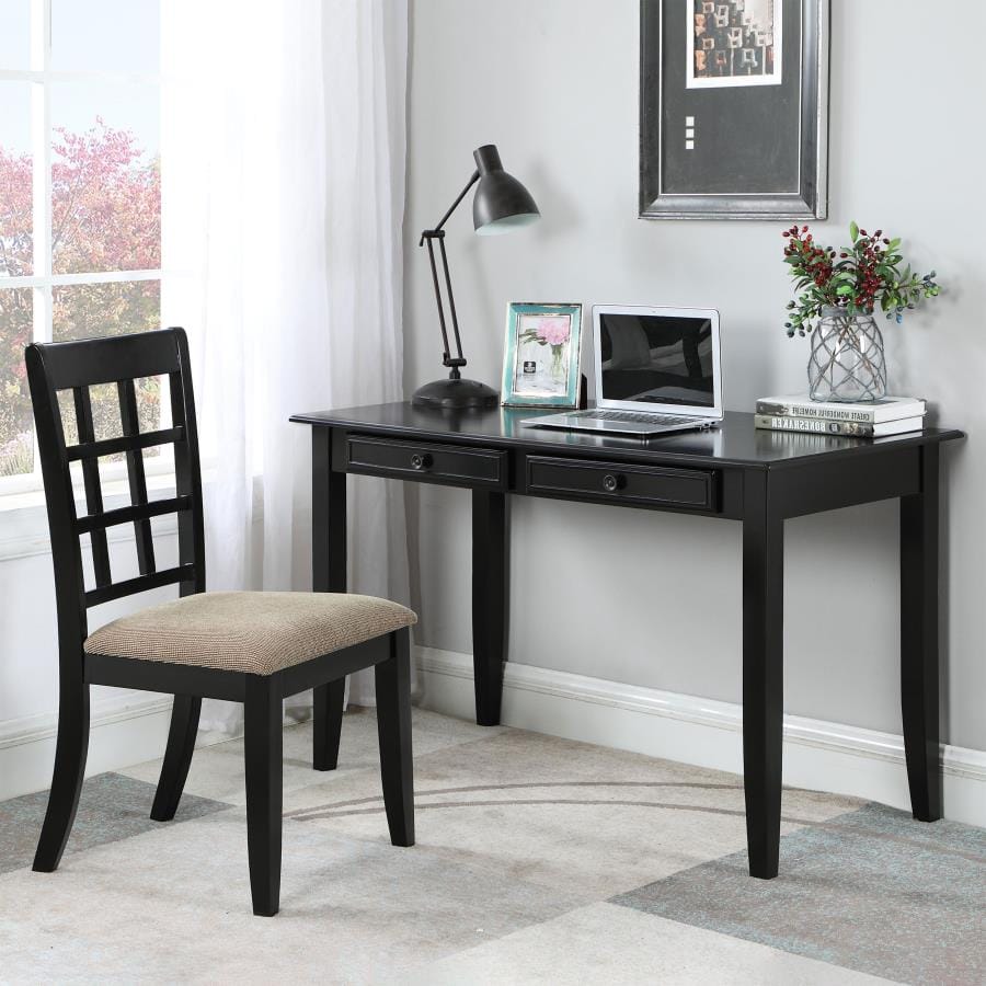 Newton 2-piece Writing Desk Set Black and Tan