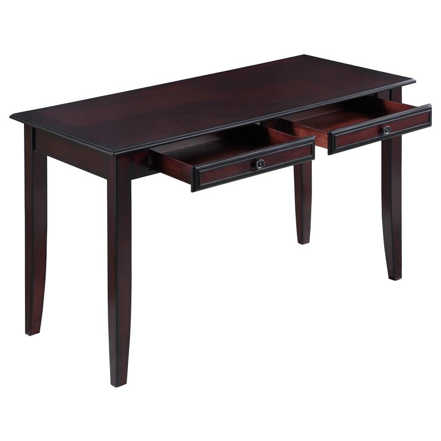 Newton 2-piece Writing Desk Set Dark Amber and Tan