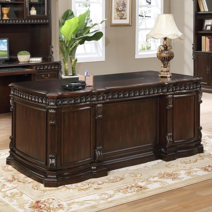 Tucker 5-drawer Double Pedestal Executive Desk Rich Brown