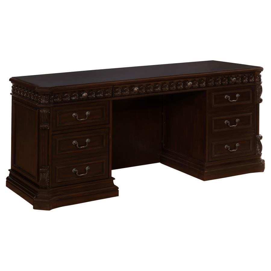 Tucker 5-drawer Double Pedestal Executive Desk Rich Brown