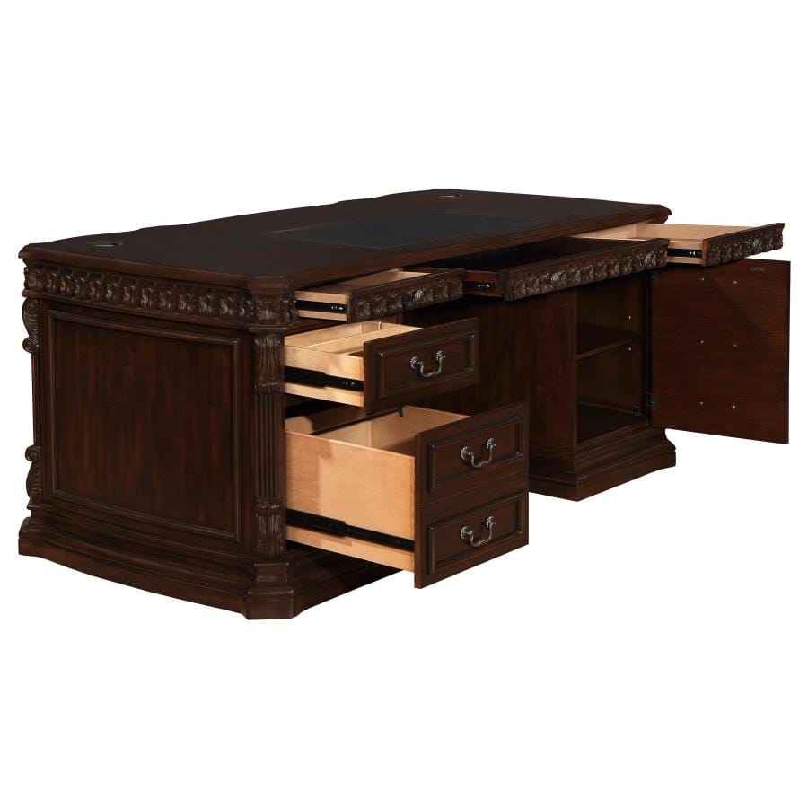 Tucker 5-drawer Double Pedestal Executive Desk Rich Brown