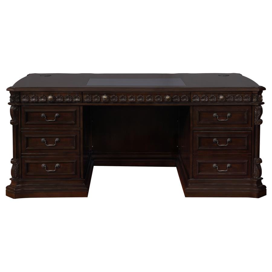 Tucker 5-drawer Double Pedestal Executive Desk Rich Brown